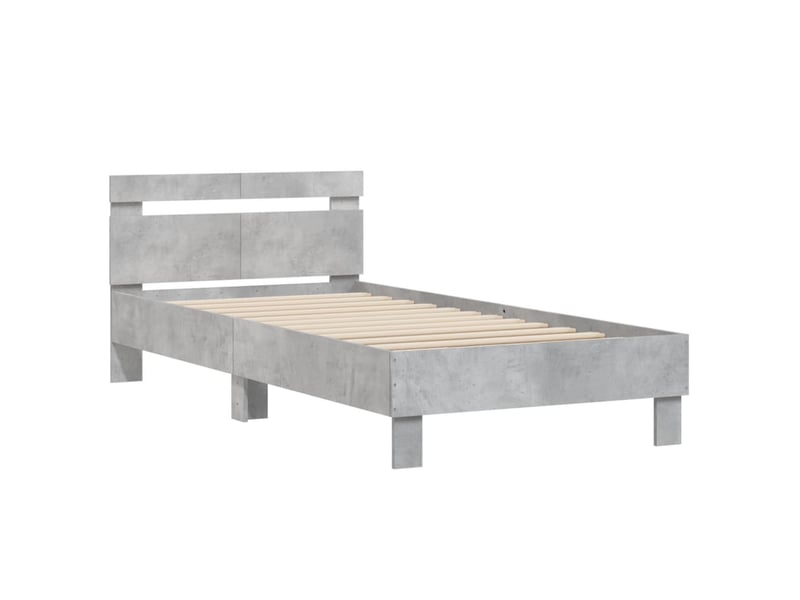  Lit simple- lit adulte -  cadre de lit sans matelas avec tête de lit gris béton 100x200cm  - Conforama B