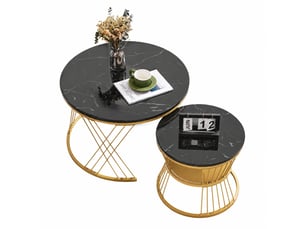 Table basse rond(e) coloris noir <strong></strong> <strong></strong> - 70 cmx45 cm