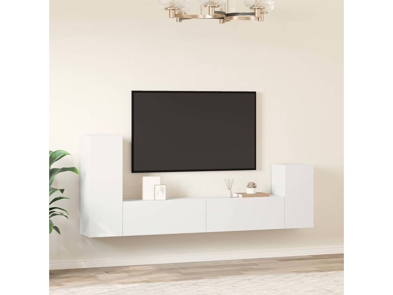  Ensemble de meubles tv 4 pcs blanc bois d'ingénierie shl78341  - Conforama C