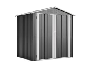 Abri de jardin en métal 185,4 x 142,3 x 185 cm, rangement extérieur avec double porte verrouillable, 4 aérations, fondation incluse, gris