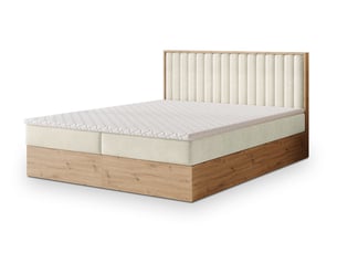 Lit avec rangement 160x200 cm <strong>MASSENO</strong> <strong></strong> coloris beige