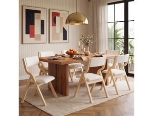 Lot de 6 chaises de salle à manger pliantes en lin beige