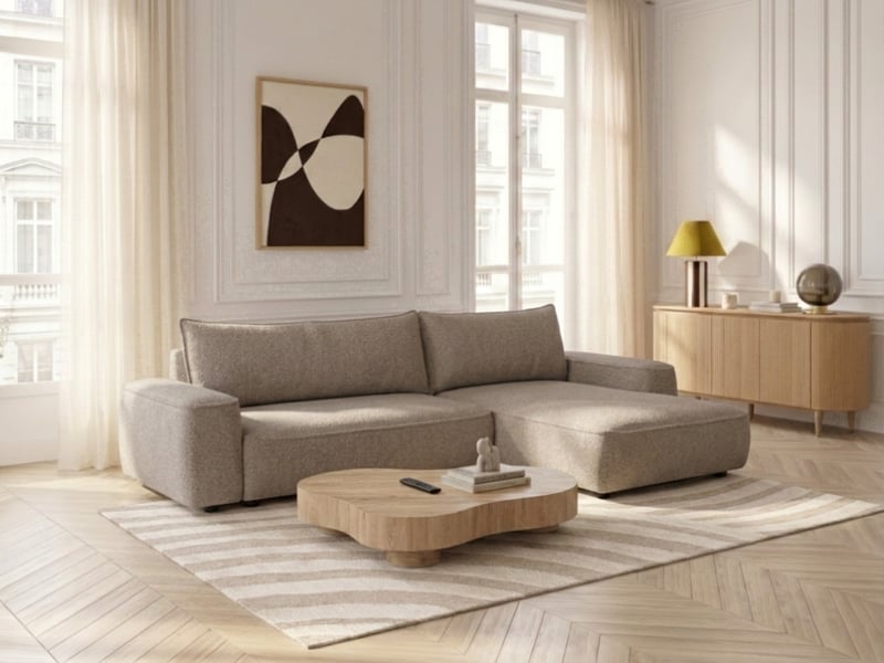  Bobochic canapé d'angle réversible convertible honore tissu chenille taupe HONORE - Conforama B