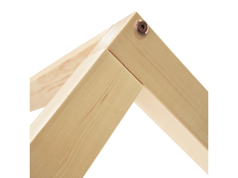 Lit superposé 90x200cm, lit cabane avec 2 tiroirs de rangement, escalier et sommiers, lit enfant, pin blanc+naturel - Conforama E