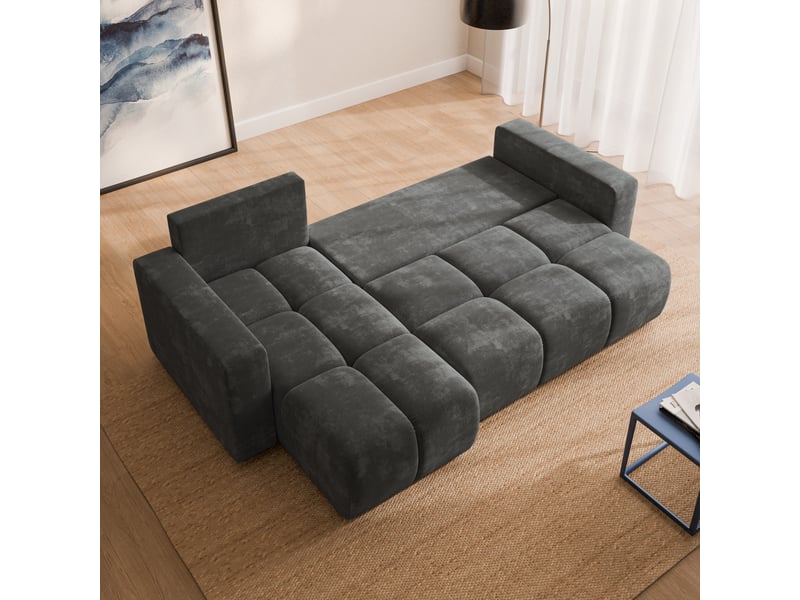 Canapé d'angle ramil, tissu chenille gris - Conforama D