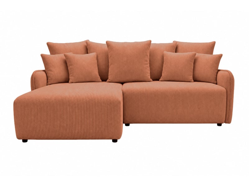  Portofino - canapé d'angle convertible petit velours côtelé 3 places terracotta  - Conforama A