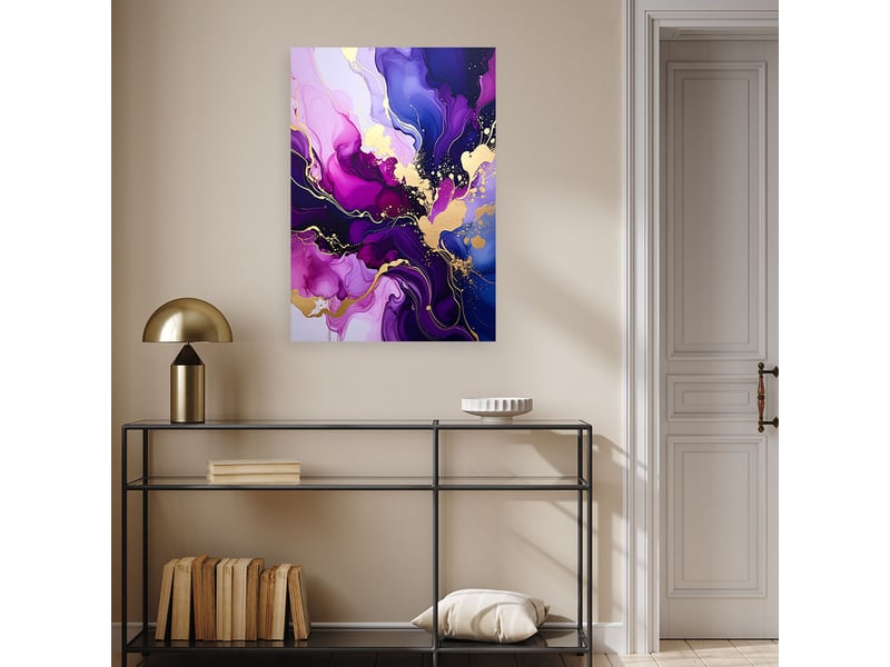  Image sur toile, abstraction violette aux formes fluides et aux veines dorées 80x120 1328137980 - Conforama B