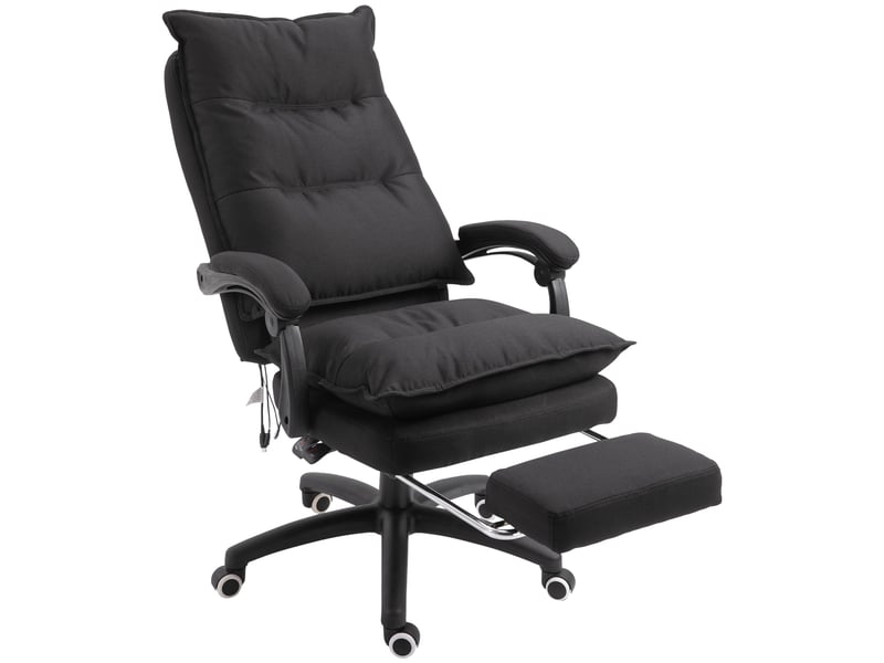  Fauteuil de bureau avec fonction massage, fauteuil de bureau ergonomique inclinable et pivotant, avec repose-pieds, noir  - Conforama B