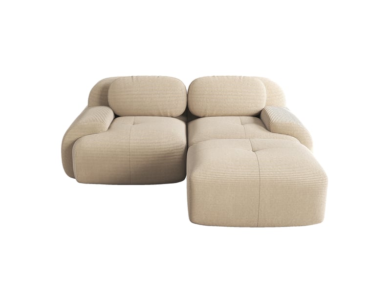 Canapé d'angle modulaire modenvie 2 places en velours côtelé beige 208 x 178 x 70 cm - Conforama A