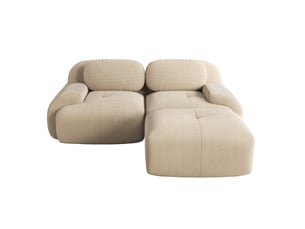 Canapé d'angle modulaire modenvie 2 places en velours côtelé beige 208 x 178 x 70 cm