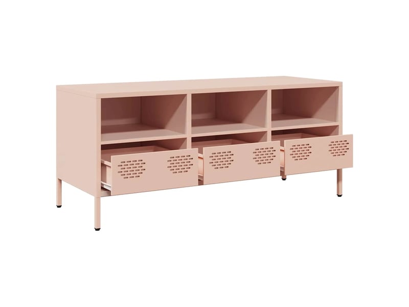  Meuble tv - banc tv - meuble de rangement rose 101,5x39x43,5 cm acier laminé à froid  - Conforama E