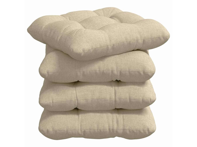 Lot de 4 coussins de siège, coussins décoratifs tissu crème 40 x 40 x 12 cm cf59963  - Conforama A