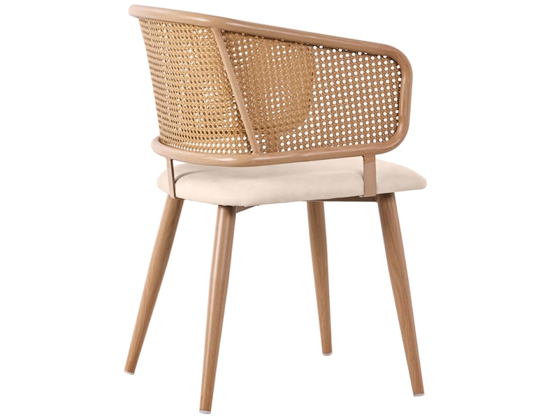  Lot de 2 chaises de salle à manger 47x51x79 cm dossier en rotin pe, métal et polyuréthane (pu), beige et marron  - Conforama E