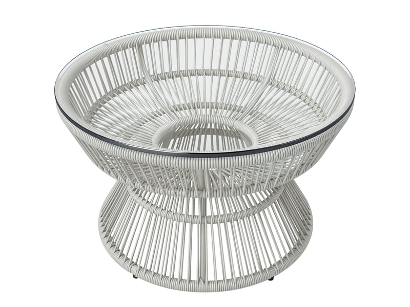  Table basse de jardin ronde, table d'appoint rotin pe gris clair 60x60x37cm  - Conforama B