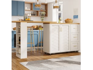 Desserte de bar extensible 135x39x104 cm mdf métal blanche