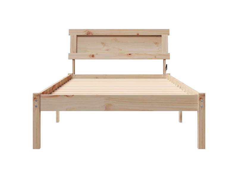 Lit simple- lit adulte - cadre de lit avec tête de lit marron 80 x 200 cm pin massif - Conforama D
