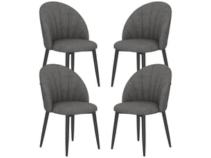 Chaises velours gris 4 pièces - salle à manger et cuisine - pieds acier, sans accoudoirs