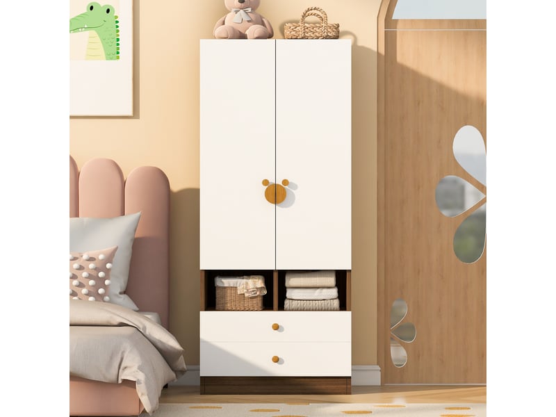 Armoire 70x50x170 cm deux portes mdf bois et blanc  - Conforama C