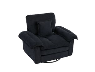Fauteuil pivotant 360° 116x84x96 cm, assise confort, coussin de soutien, pour salon, chambre et bureau, chenille noir