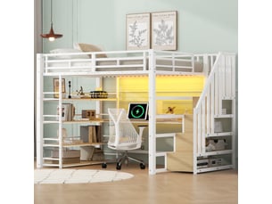 Lit mezzanine 140x200 cm <strong>HAUSS SPOLE</strong> <strong></strong> coloris blanc