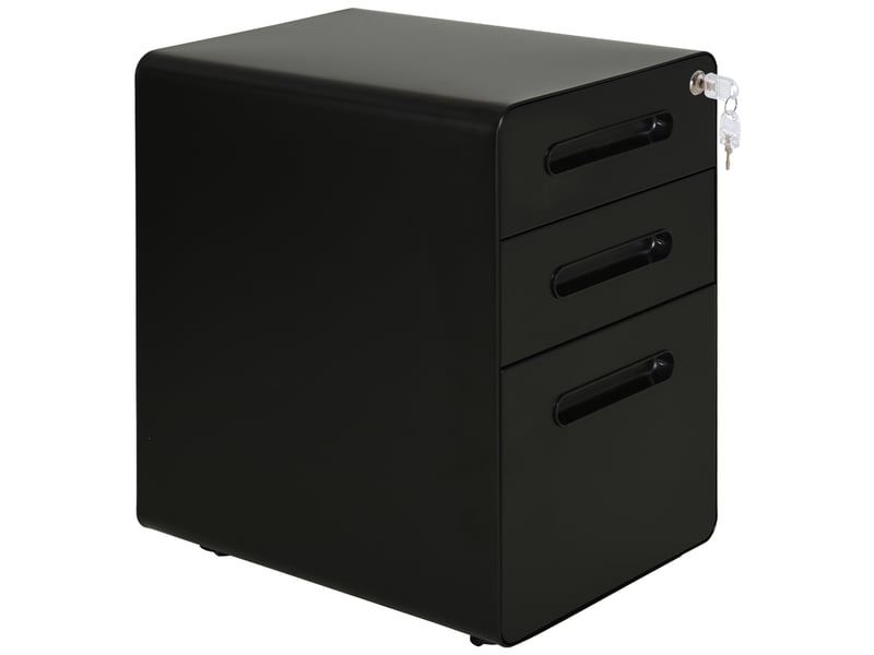  Caisson de bureau mobile verrouillable 3 tiroirs en acier noir 39 x 48 x 59 cm  - Conforama B