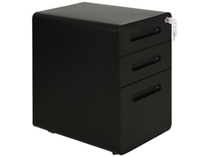 Caisson de bureau mobile verrouillable 3 tiroirs en acier noir 39 x 48 x 59 cm