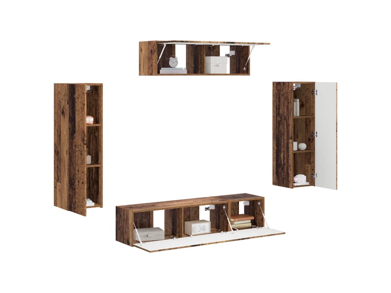  Meuble tv - banc tv - meuble de rangement 5 pcs bois ancien  - Conforama C
