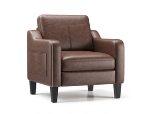 Fauteuil d’appoint moderne en pu style mid-century avec rangement latéral – confort ergonomique pour salon et bureau,marron chocolat