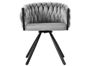Chaise de salle à manger pivotante 360° en velours gris, lot de 6, pieds métal noirs, avec accoudoirs
