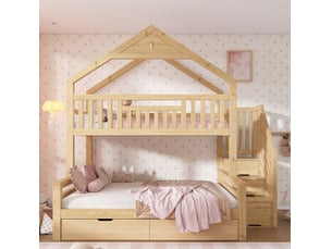 Lit superposé 90x200 cm <strong>HAUSS SPOLE</strong>  <strong></strong> coloris bois clair
