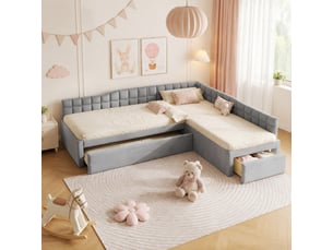 Lit gigogne 2x90x200 cm OKWISH   coloris gris