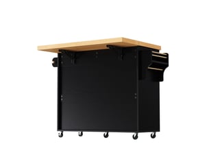 Desserte de cuisine mobilité sur roulettes table à manger extensible porte-verres à vin espace de rangement finition noire