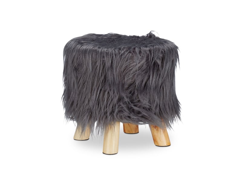  Tabouret rond déco assise confortable 31 x 31 cm ambiance cosy style moderne en polyester blanc 13_0006915  - Conforama A