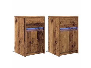 Lot de 2 armoires de chevet led modernes avec tiroir 38 x 34 x 61 cm en bois d'ingénierie bois ancien 02_0052439