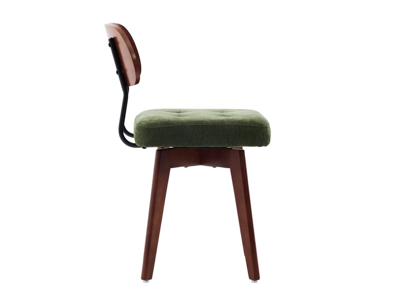 Lot de 2 chaises pivotantes 360° vert chenille, dossier tressé, style rétro - Conforama E