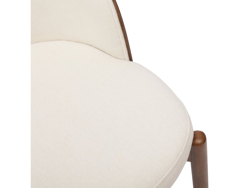  Lot de 4 chaises de salle à manger 57x49x74 cm, style moderne, placage frêne, pour salle à manger, bois et lin, marron  - Conforama E