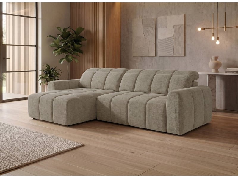  Canapé d'angle relax électrique en velours chiné taupe dania -angle gauche KF8665B-M3-TAU - Conforama B