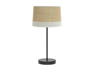 Fabrilamp tietar lampe à poser noire, écrue et blanche en toile de jute et lin, 1 x e14, 44 cm