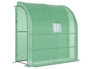Serre adossée en film - dimensions - 2 portes roulantes avec fermeture éclair - protection uv