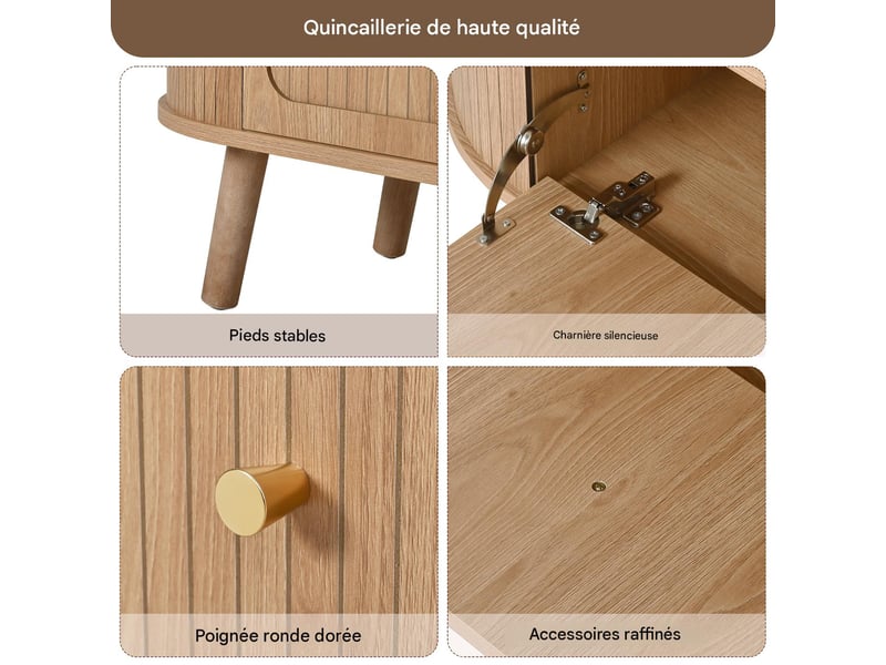  Meuble tv avec 4 portes en mdf et panneau de particules coloris chêne 180x38x47 cm - pangivo  - Conforama E