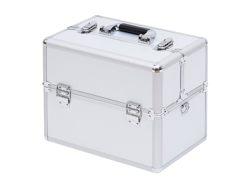 Mallette maquillage valise maquillage à 3 niveaux, boîte de cosmétiques avec clés, 36,5 x 24 x 29 cm, argent - Conforama B