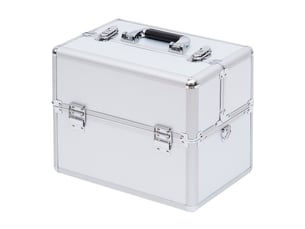 Mallette maquillage valise maquillage à 3 niveaux, boîte de cosmétiques avec clés, 36,5 x 24 x 29 cm, argent