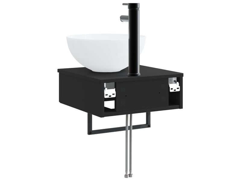 Basin de lavage mural, lavabo noir 40x41x40.5 cm bois d'ingénierie - Conforama E