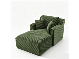 Méridienne moderne en velours côtelé vert, canapé relax sans montage pour salon et bureau