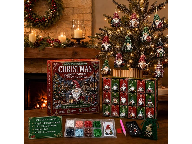  Calendrier de l'avent diamond painting 24 jours – pendentifs gnomes à réaliser soi-même-style 1  - Conforama D