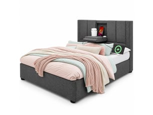 Lit coffre 90x200 cm ULQENI coloris gris