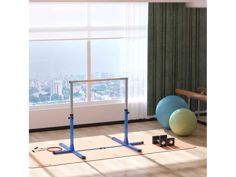 Barre de gymnastique enfant réglable 194 x 121 cm – bleue – 13 hauteurs, jusqu’à 75 kg, intérieurextérieur - Conforama B