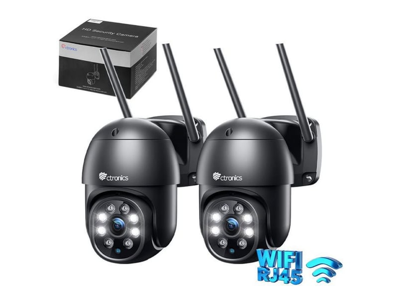  Camera de surveillance ptz wifi exterieure 2 pack 1080p vision couleur 30m 355 90  - Conforama A