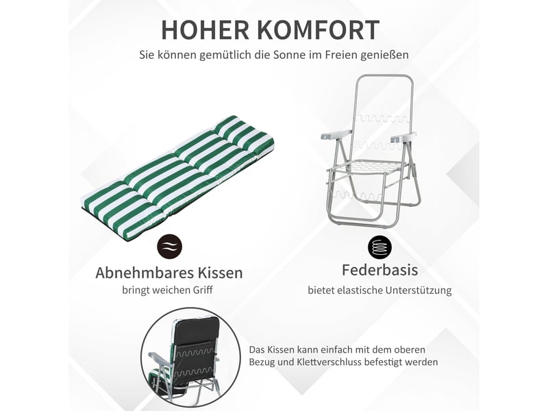  Lot de 2 transats pliables réglables en acier vert et blanc 60 x 75 x 102 cm  - Conforama E