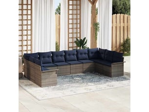 Vidaxl ensemble de canapé de jardin 10 pcs gris clair polyrotin